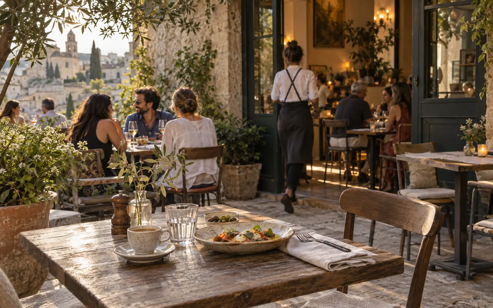 Terraza de un establecimiento de hostelería con clientes Terraza de un establecimiento de hostelería con clientes